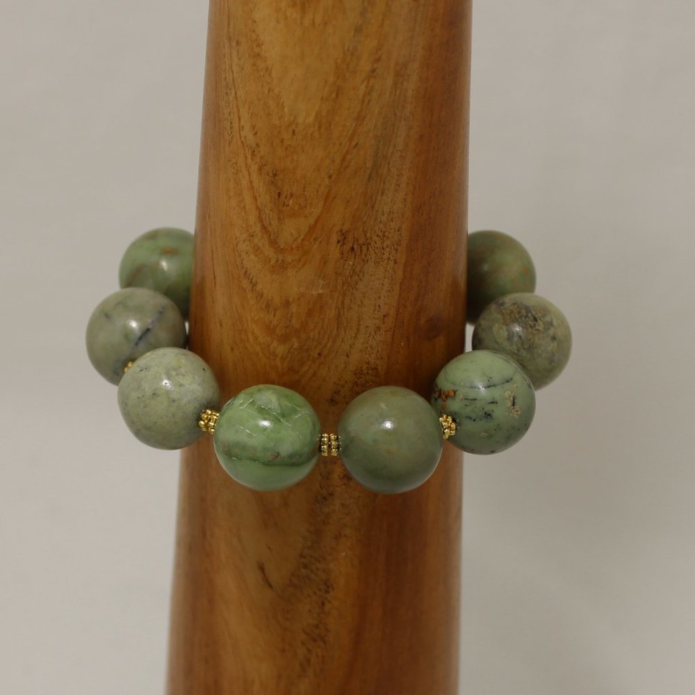 Handmade Gemstone Bracelet with Gold Accents